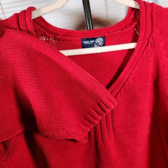 Vintage Venezia Jeans $89 22-24 2X Red Cotton Blend V-neck Pullover Knit Sweater - Picture 3 of 8